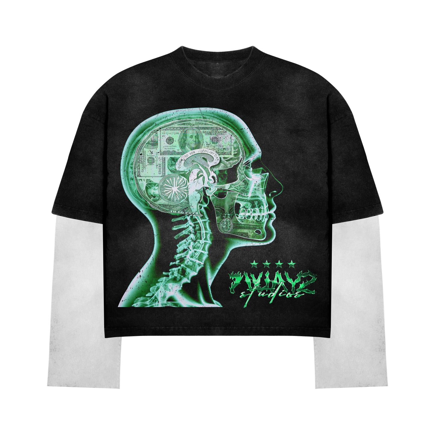 Green skull Double layered shirt